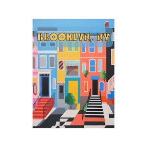 Brooklyn Wall Art Póster de Nueva York Brooklyn NY Popart Póster Impresión Brownstone Art imagen 4