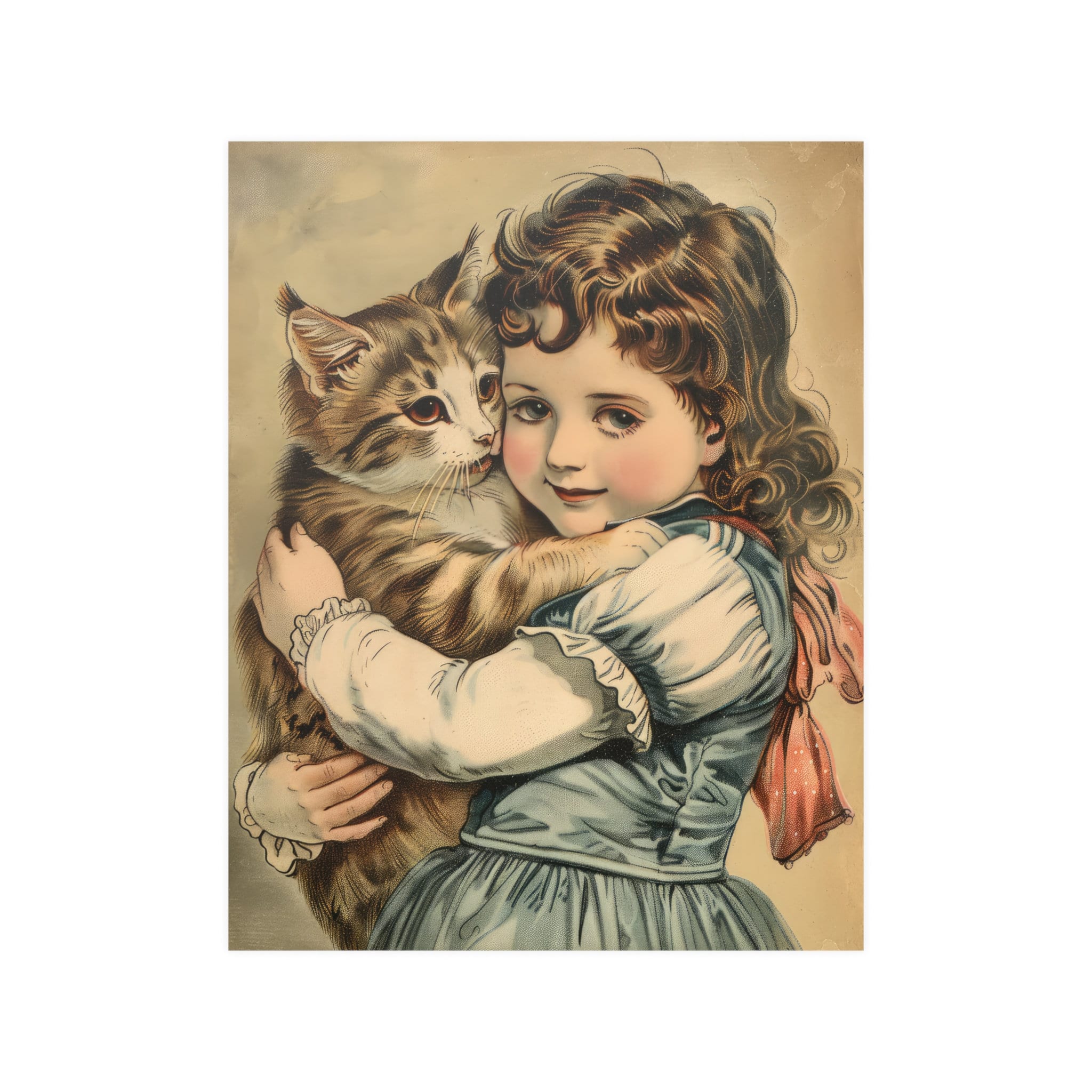 * antique picture ❀* 女の子とワンちゃんのいる 版画プリント antique picture ❀* 女の子とワンちゃんのいる 版画プリント