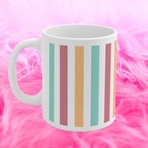 Cute Colors Stripes Ceramic Mug 11oz Striped Cute Color Mug