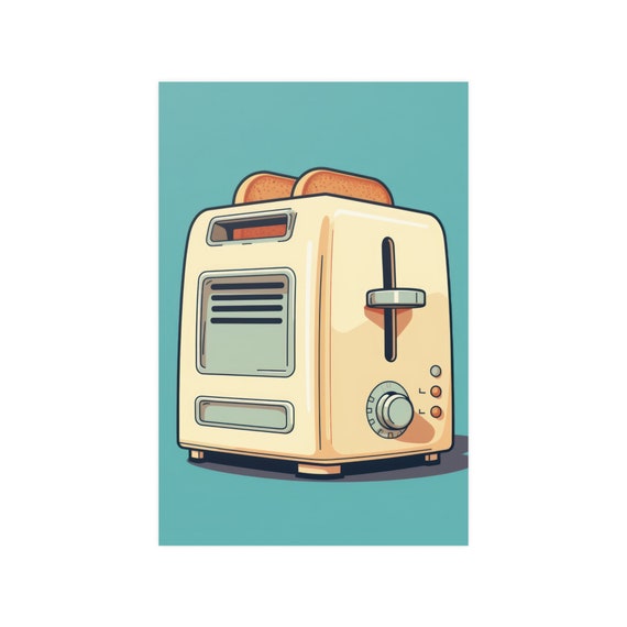 Toaster Retro Art Poster of Toaster, Vintage Kitchen Poster