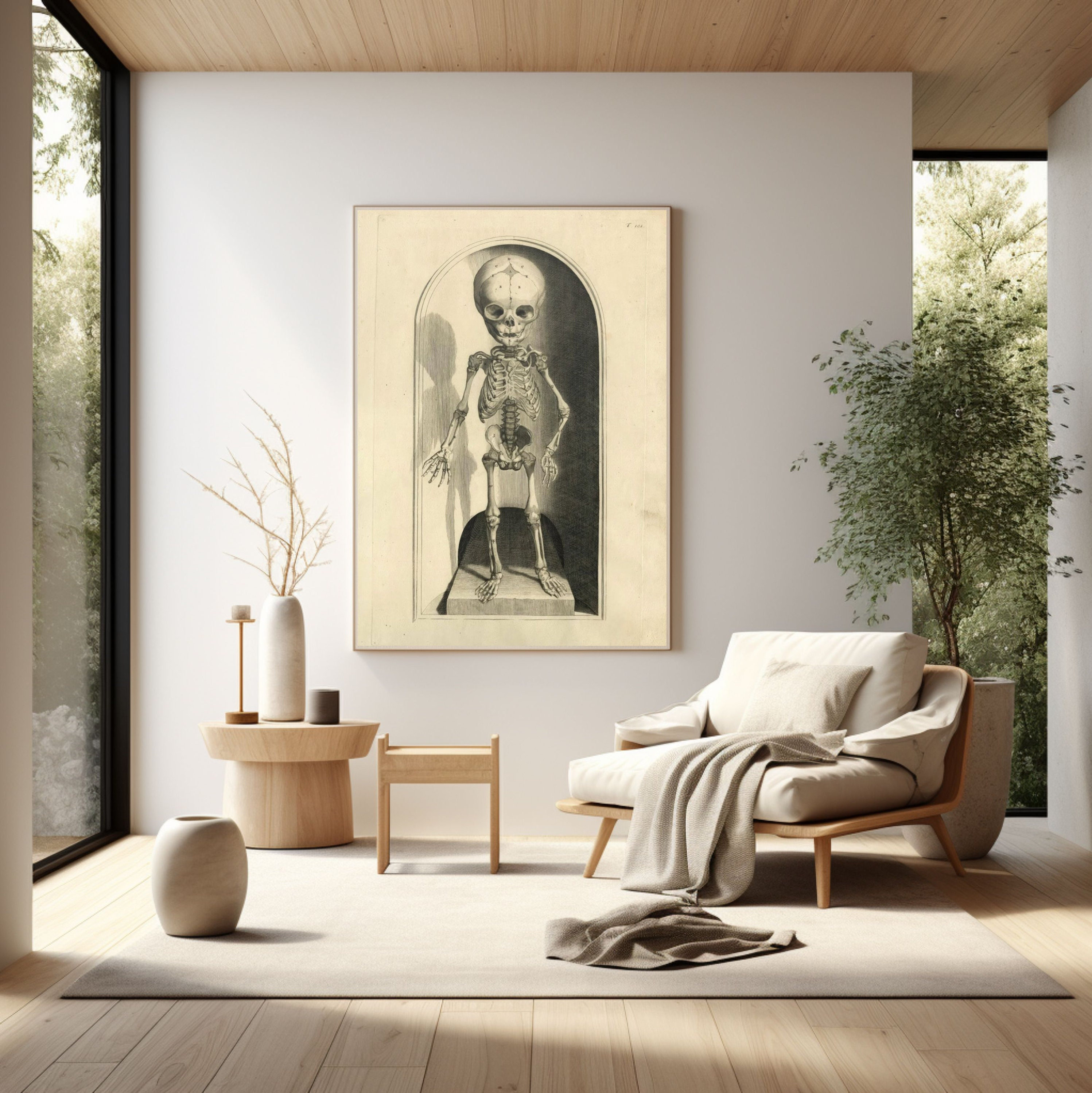 Antique Child Skeleton Lithograph Wall Art Antique Medical Poster Print ...