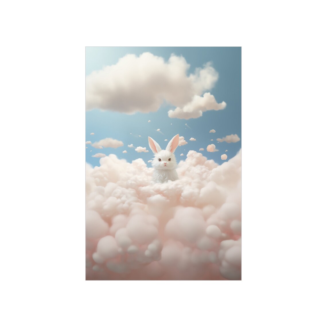Cloud Bunny Poster Art Cute Kawaii Bunny Art Print - Etsy