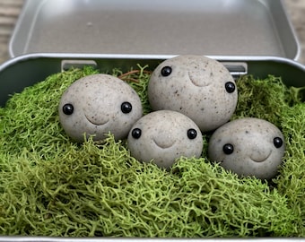 Adopt Your Own Kawaii ROCK FAMILY! Parents + Babies, Emotional Support Desk Pet, Carry Around Companion, Long Distance Gifts