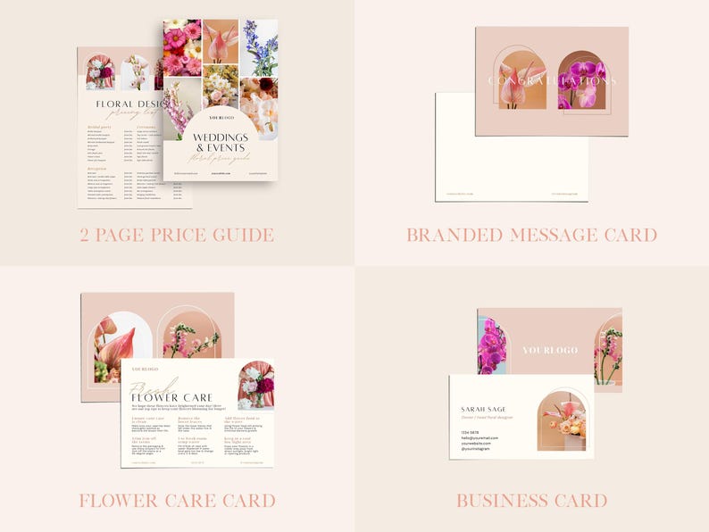 Wedding Florist Template BUNDLE Price Guide, Proposal, Invoice, Social