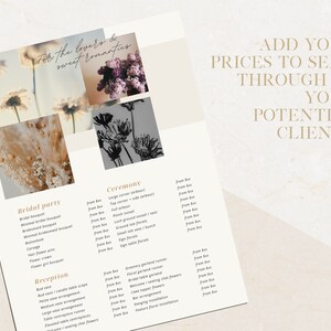 Wedding Florist Price List Template | 2 Page Canva Floral Design Pricing Guide | Double Sided Printable Client Sheet | WF007 image 2