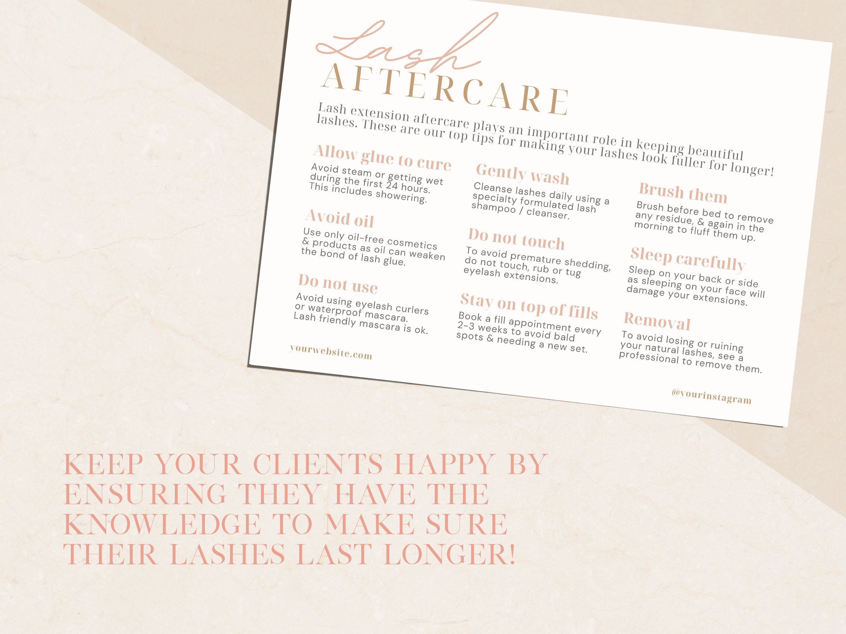 Lash Aftercare Card Template | Editable in Canva | Printable Eyelash ...