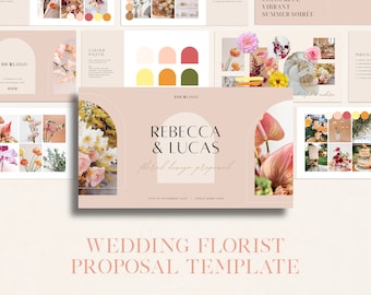 Modello proposta per fiorista di matrimonio / Moodboard per design floreale per eventi / Tavolozza colori fiori cliente e immagini Inspo / Modificabile in Canva / WF003