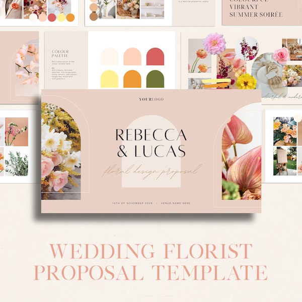 Wedding Florist Proposal Template | Event Floral Design Mood Board | Client Flower Colour Palette & Inspo Images | Editable in Canva | WF003