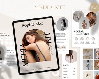 Media Kit Canva-sjabloon voor beïnvloeders, bloggers en YouTubers | Bewerkbare influencer Prijsgids voor sociale media | Minimaal Blogger-tariefblad