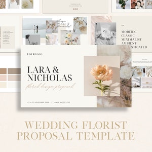 Plantilla de propuesta de floristería de bodas / Editable en Canva / Tablero de humor de diseño floral para eventos / Paleta de colores de flores del cliente e imágenes inspiradoras / WF007