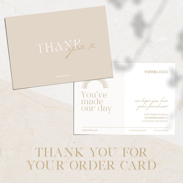 Small Business Thank You Card Template | Customer Cards | Minimalist Aesthetic Editable Canva Template | Order Post Card | Package Inserts