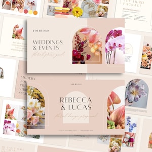 Guia de preços para floristas de casamento e modelo de proposta PACOTE | Pacotes Luxe, Lista de Preços e Brochura de Boas-Vindas | Quadro de humor de design de eventos | WF003