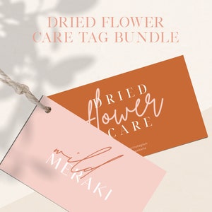 Getrocknete Blumen Pflege Swing Tag Canva Template Bundle für Floristen | Bearbeitbare Anweisungen | Druckbare Karte | Business Marketing Beilagen | WF005