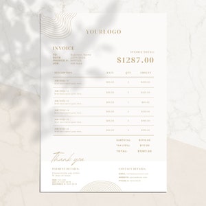 Minimalist Business Invoice Template | Editable Simple Professional Clean Digital Canva Freelance Tax Invoice for Contractors & Services