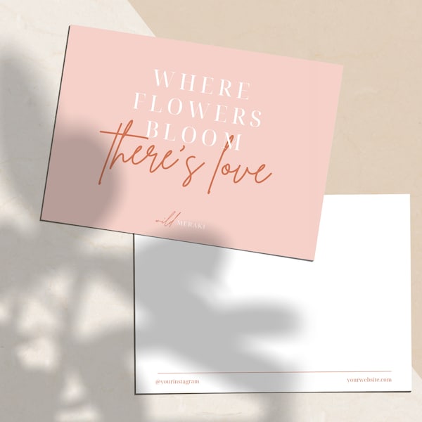 Message Card Canva Template for Florists | Professional Floral Gift Card | Printable Branded Post Card | Flower Greeting Card | WF005