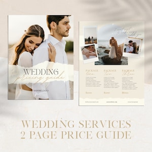 Wedding Services Price Guide Template | Canva Client Package Brochure for Photographers, Videographers & Planners | 2 Pages | WF004
