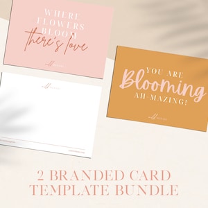 Pacote de modelo Canva de cartão de mensagem para floristas | Cartão-presente imprimível para clientes de casamento e clientes de varejo | cartão postal 5x7 | WF005