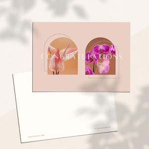 Plantilla de tarjeta con mensaje de florista para bodas para empresas de diseño floral / Editable en Canva / Postal de felicitación de marca imprimible / WF003