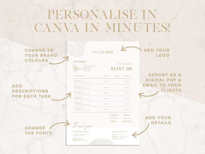Minimalist Business Invoice Template | Editable Simple Professional ...