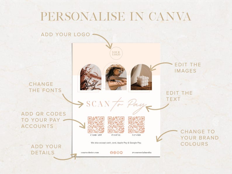 Scan to Pay Canva Template | Minimalist Payment Method Sign With QR ...