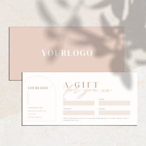Plantilla de certificado de regalo imprimible de lujo / Vale de Canva editable / Tarjeta de regalo empresarial mínima / Diseño moderno / 210 x 95 mm / WF001
