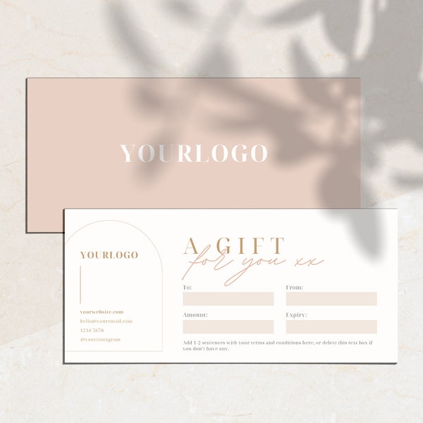 Luxe Printable Gift Certificate Template | Editable Canva Voucher | Minimal Business Gift Card | Modern Design | 210 x 95mm | WF001