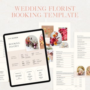 Florist Wedding Invoice Template | Event Floral Design Quote with Mood Board | Client Flower Consultation | Editable in Canva | WF003