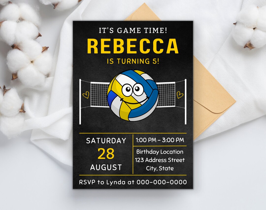 Volleyball Birthday Invitation Printable Template Volleyball Birthday ...
