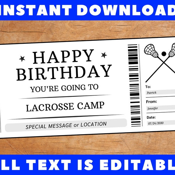 Printable Lacrosse Birthday Card Etsy