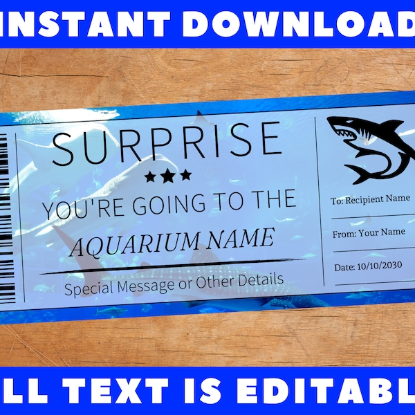 Aquarium Gift Card Printable