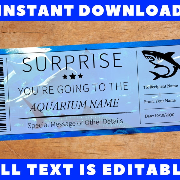 Aquarium Gift Card Printable