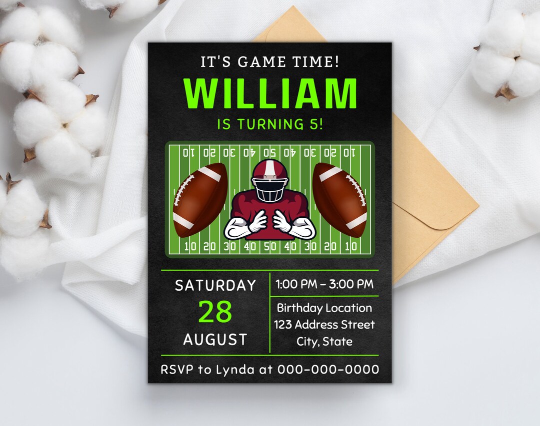 Football Birthday Invitation Template Printable Template Football ...