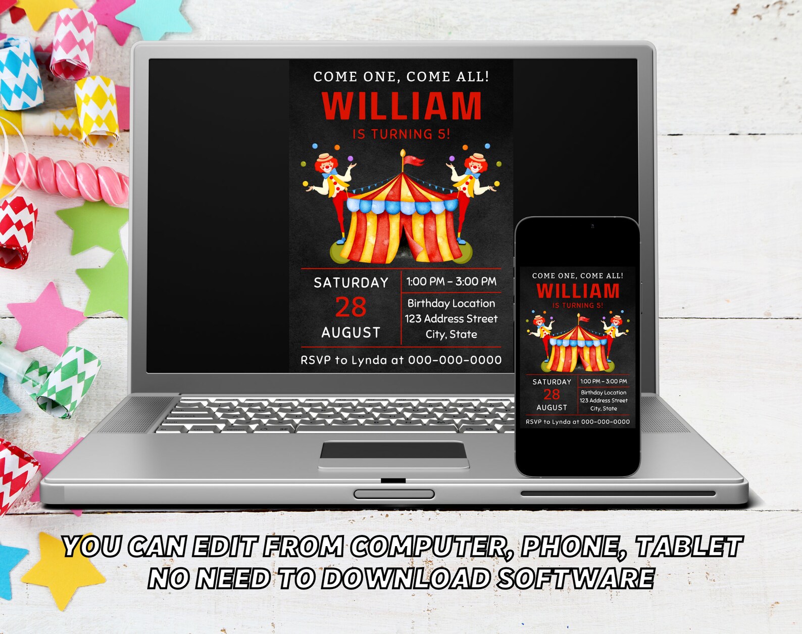 Carnival Birthday Invitation Printable Template Circus - Etsy