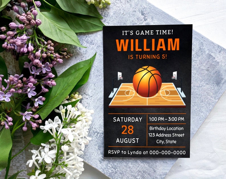 Basketball Birthday Invitation Printable Template Basketball Birthday ...