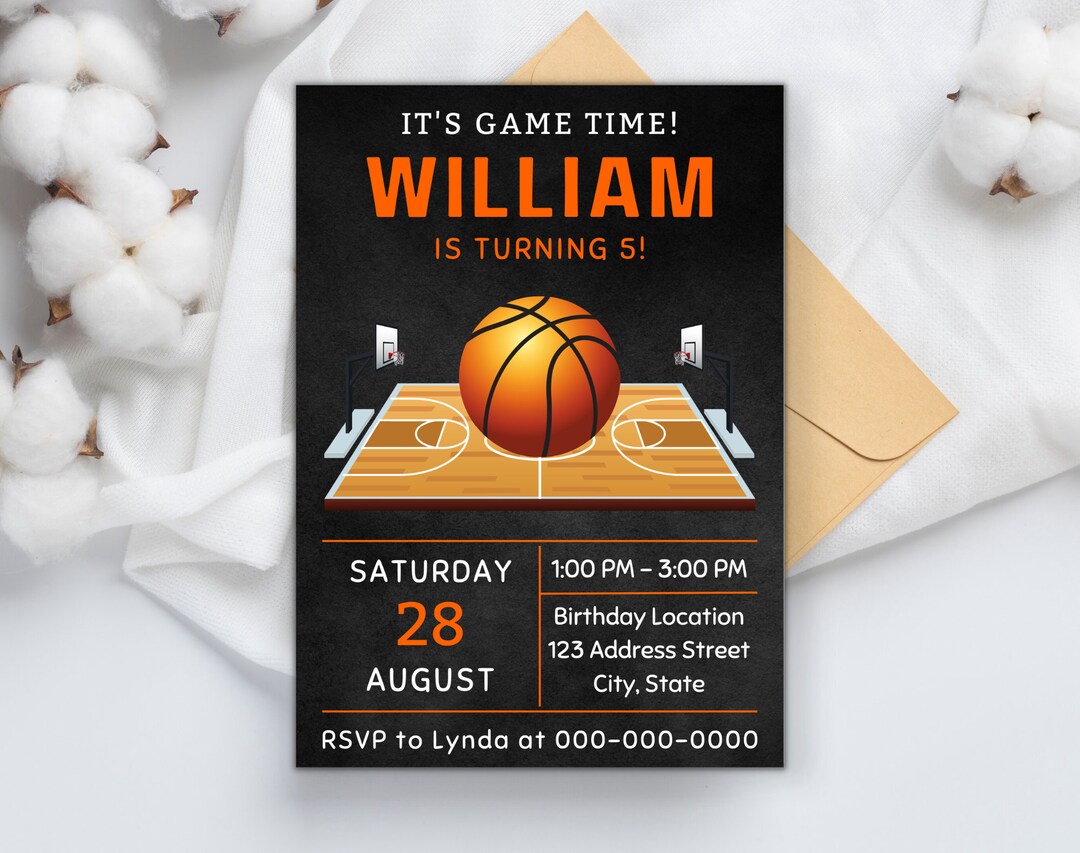 Basketball Birthday Invitation Printable Template Basketball Birthday ...