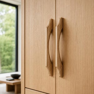 Handgefertigter Schrankgriff aus Eichenholz | Minimalist Garderobenknauf | Natürliche Holz Schublade Türgriff