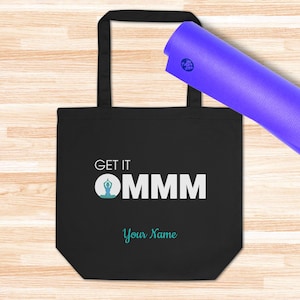 Personalized Tote for Yoga Lover 100% Organic Cotton Funny Bag Custom Name Yoga Class Carry All Ecofriendly Yogi Meditation