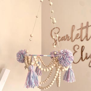 Colourful Tassel and Pom Pom Wood Beaded Baby Mobile
