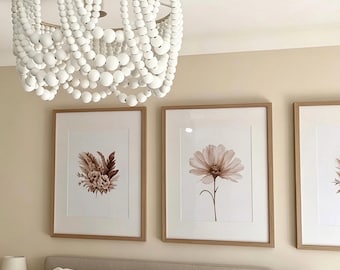 Classic Wood Beaded Light Shade: Natural, White or Rose Gold Metallic