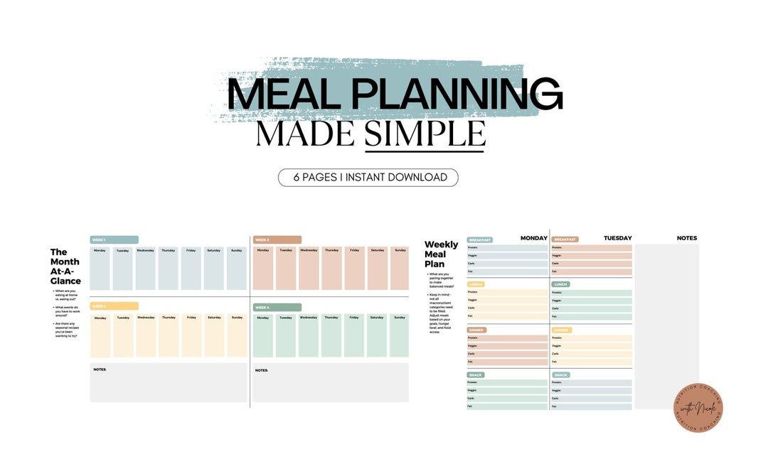 Meal Planning Made Simple Template - Etsy
