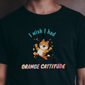Orange Cat TShirt for Women, Orange Tabby Funny T-Shirt for Cat Lady, Kitty Cute Pet Graphic T Shirt for Cat Lovers, Cattitude Art Tee Gift