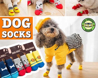 Dog Socks, Anti-Slip Pet Shoes for Cats, Stylish Pup Boots, Safe Silent Walking Socks, Cute Warm Animal Clothing Apparel Fashion, Gift Idea