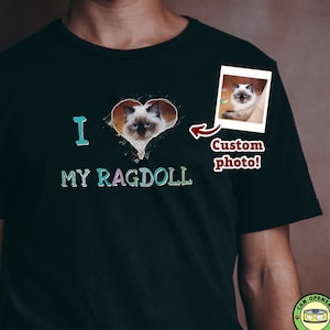 Custom Ragdoll Cat Shirt for Women, Personalized Cat T-Shirt Gift for Cat Owners, Moms, Own Photo Trendy Ragdoll Tabby Graphic Tee Shirt