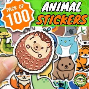 50 süße TIERE Aufkleber Pack, Kawaii Cartoon Stil Vinyl wasserdichte Haustiere Meme Abziehbilder, Art DIY Dekoration für Macbook, Wasserflasche, Planer