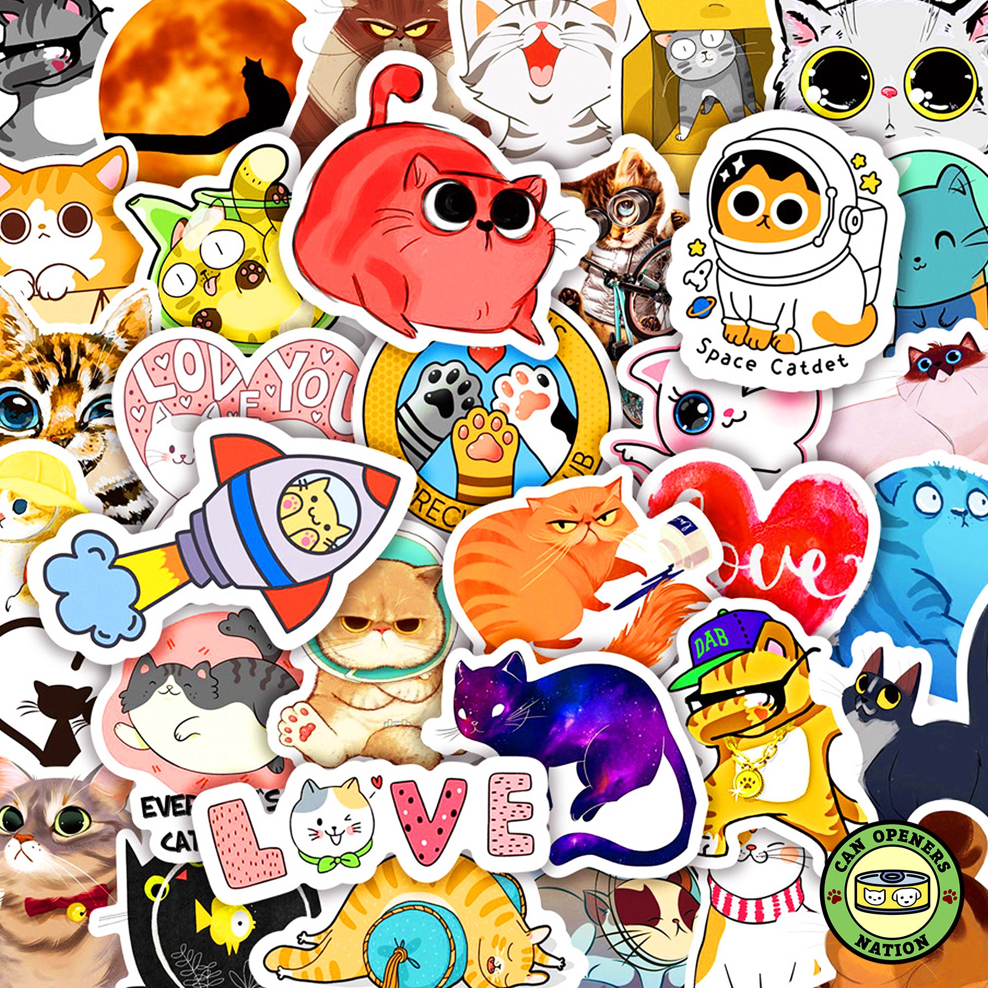 50PCS Cute Cat Stickers, Cat Meme Vinyl Waterproof Funny Decals, Cats ...