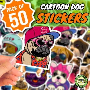 50 PCS Cartoon DOG Stickers, Cute Dog Meme Vinyl Waterproof Funny Decals, Puppy Notebook/Macbook Decoration, DIY Phone/Skateboard/Toy Tuning