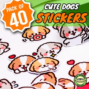 40 Stück niedliche Kawaii HUNDE Aufkleber, Welpe Meme Vinyl wasserdichte lustige Abziehbilder, Hunde-Wasser-Flaschen-Dekoration, Laptop, Skateboard, Notebook Welpe