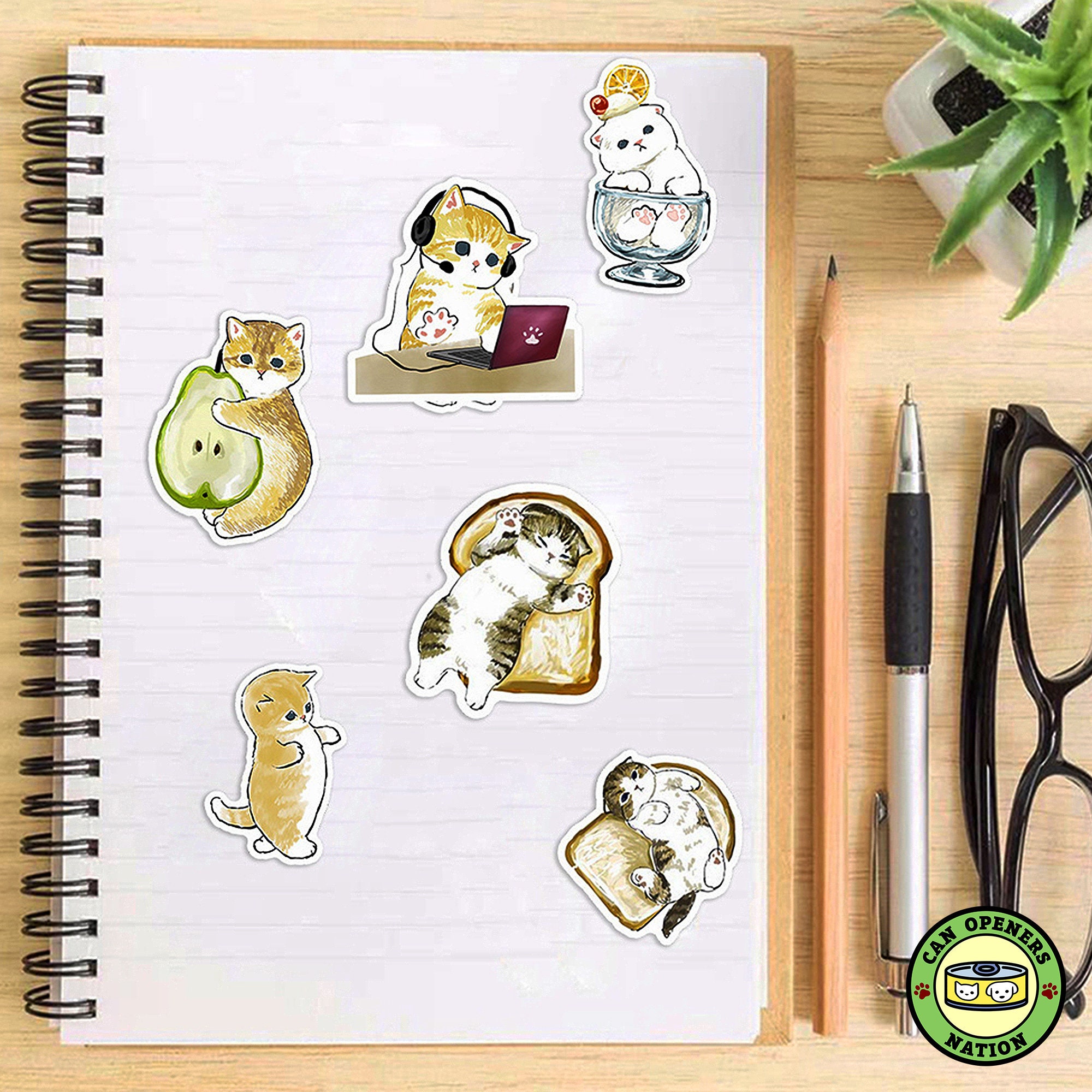 50PCS Cute Cat Stickers, Kawaii Vinyl Waterproof Meme Decals, Cats ...
