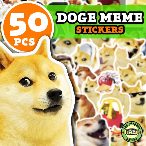 50PCS DOGE Stickers, Cute Dog Meme Vinyl Waterproof Funny Decals, Puppy Notebook/Macbook Decoration, DIY Phone/Skateboard/Luggage/Toy Tuning