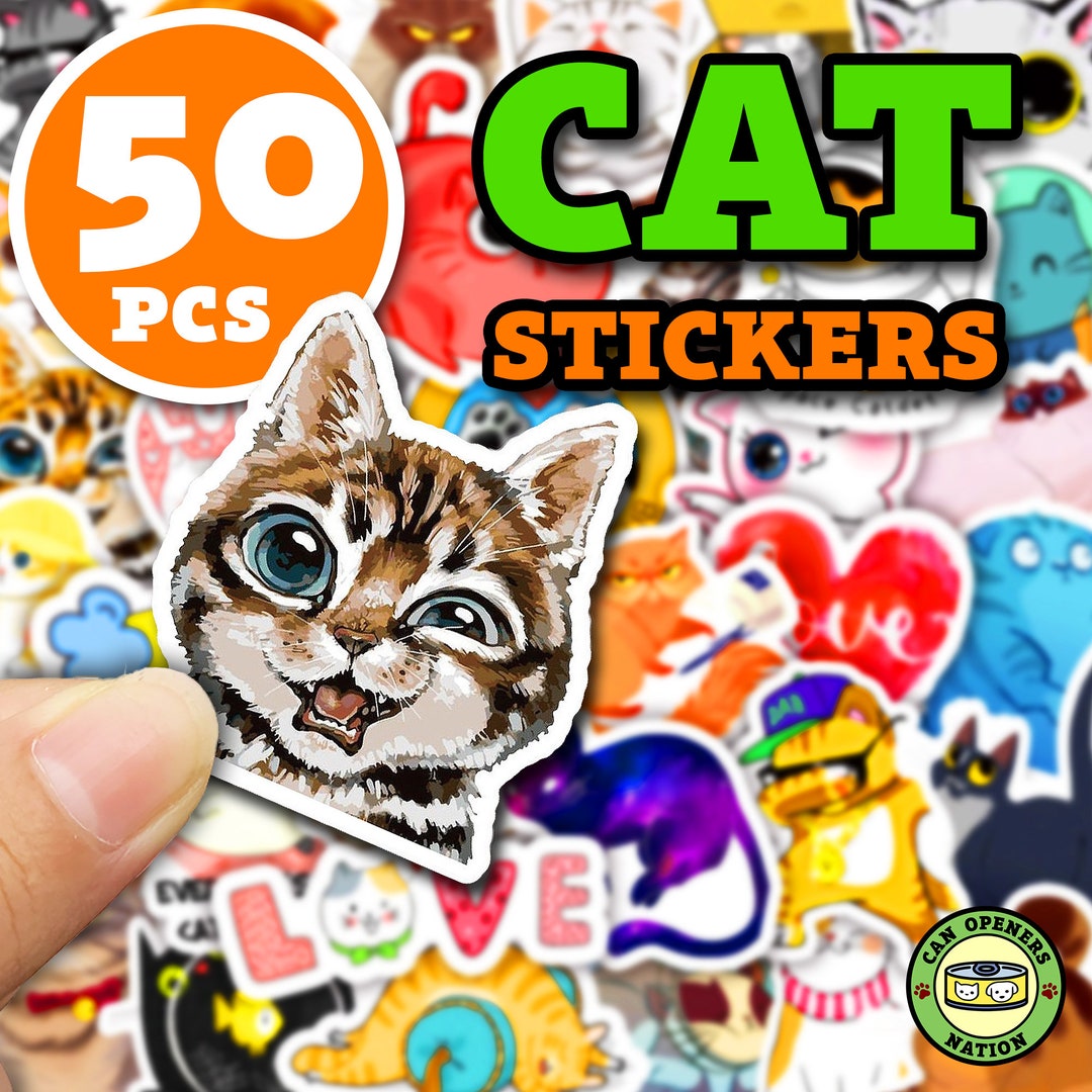 Cat But Sticker 50PCS Cute Cat Stickers, Cat Meme Vinyl Waterproof Funny Decals, Cats ...